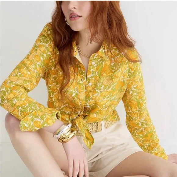 J. Crew NWT Limone Slim Fit Linen Shirt Size 4 - Picture 3 of 5